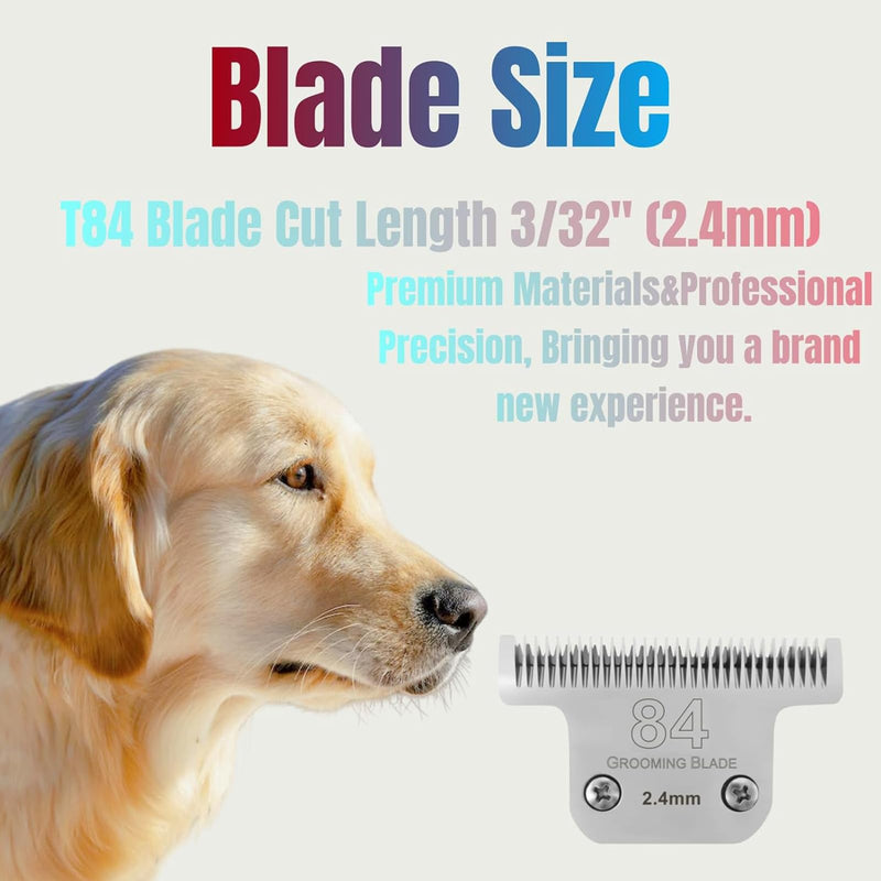 84# Detachable Pet Dog Grooming Blade, Compatible with Ainds, Oster A5, Wahl KM-10 and Other Series Clippers, Compatible with Andis Size: T84 3/32-Inch Cut Length, Chrome. Sliver 1Pack. 84# 3/32" 2.4mm|1Pack - BeesActive Australia