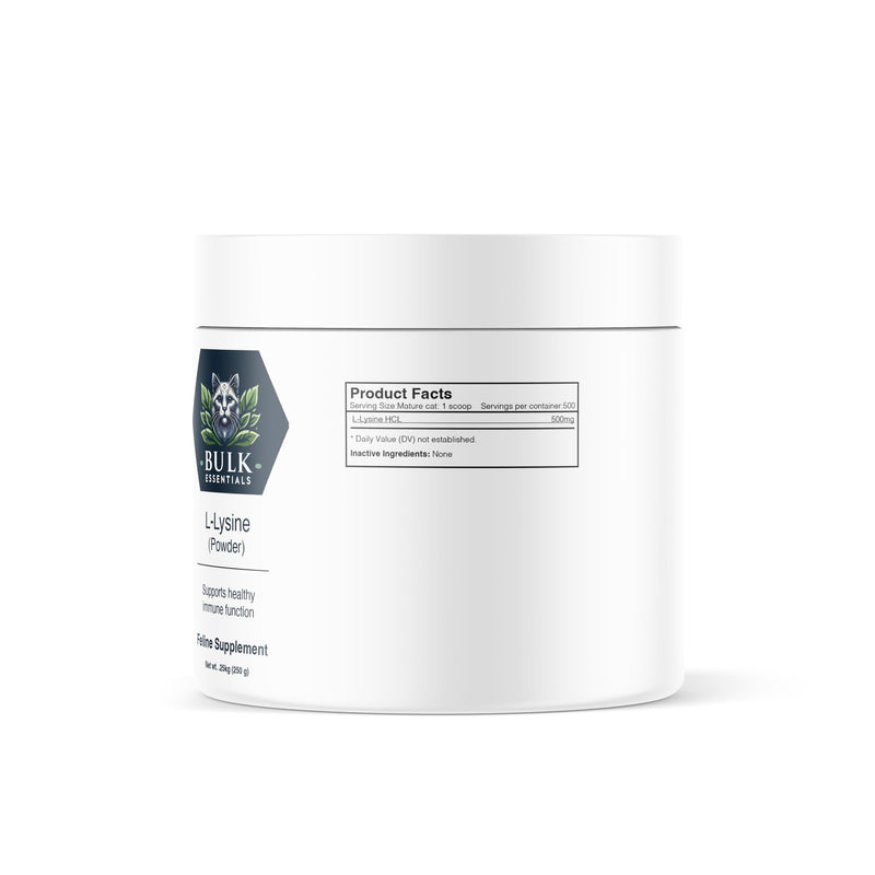 Bulk Essentials L-Lysine Cat Supplement - 250g - Feline L-Lysine Supplement - Formulated for Cats, White - BeesActive Australia