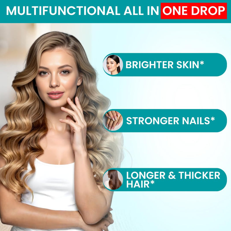 VITBOOST Liquid Biotin Drops 10,000mcg with Extra Strength - 60 Servings | Biotin Liquid for Hair Growth for Women & Men, Vegan Formula Supports Strong Nails and Healthy Skin