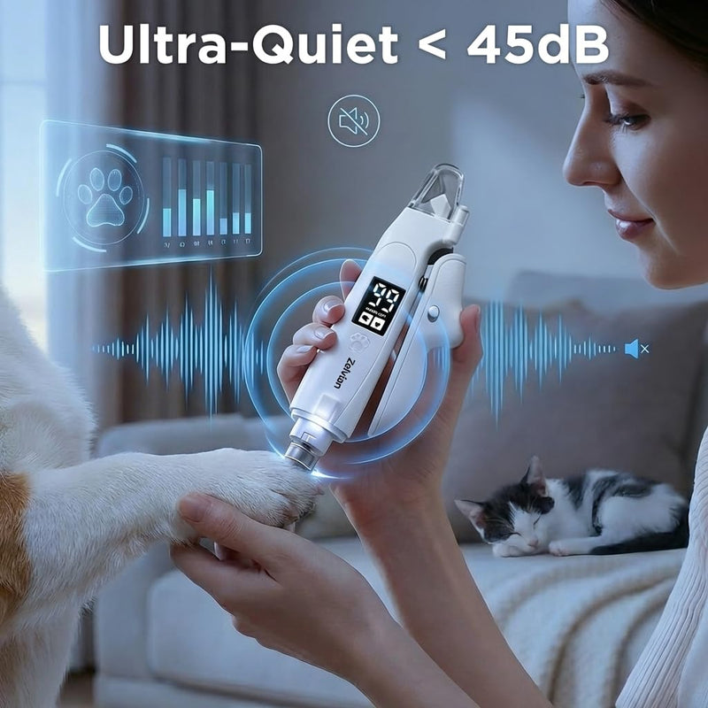2-in-1 Dog & Cat Nail Clipper and Grinder with LED Light, Low-Noise Electric Pet Nail Trimmer, Safety Lock & Nail Catcher, USB-C Rechargeable, 3 Grinding Ports for Cats & Small to Medium Dogs - BeesActive Australia