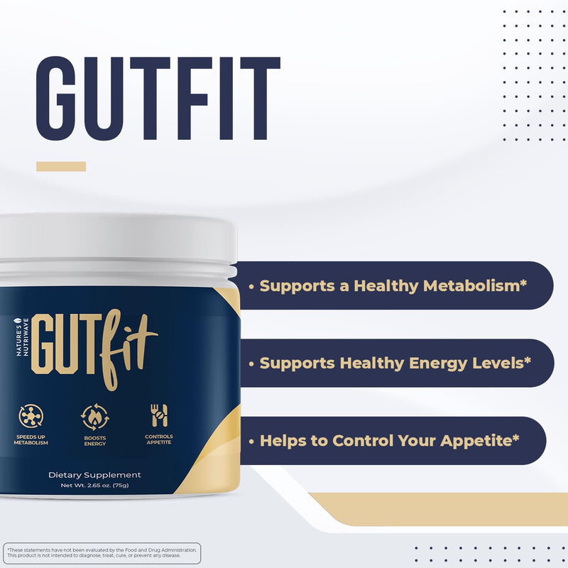 Gutfit Powder – Green Tea, Garcinia & L-Theanine – 2.65oz, 1 Month Supply | Green Tea, Garcinia Cambogia, Coffee Bean Extract & L-Theanine | Non-GMO, Made in USA | Mixes into water, powder 2.65 Ounce (Pack of 1)