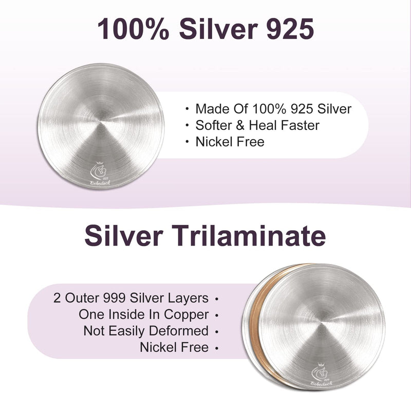 Boboduck Nipple Shields for Nursing Newborn - Trilaminate 999 Silver Nursing Cups Soothe Your Nursing Nipple, Newborn Essentials Nipple Pads, Nipple Covers Protector for Breastfeeding (Standard Size) Standard - BeesActive Australia