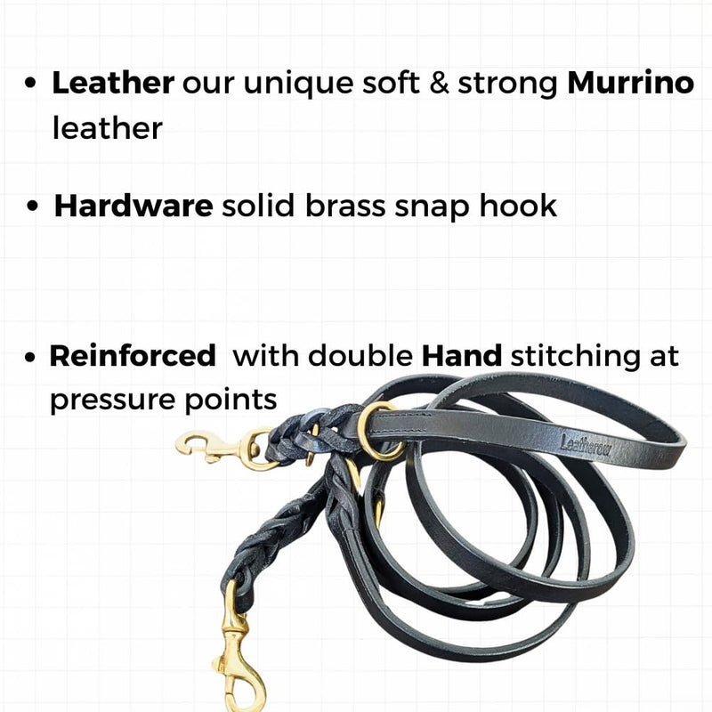 8 FT Multi-Function Leather Dog Leash, Genuine Leather Hands-Free Training Lead for Small Medium Large Dogs, Adjustable Long Leash for Walking, Hiking, Obedience Control (Black, 8 Ft) Black - BeesActive Australia