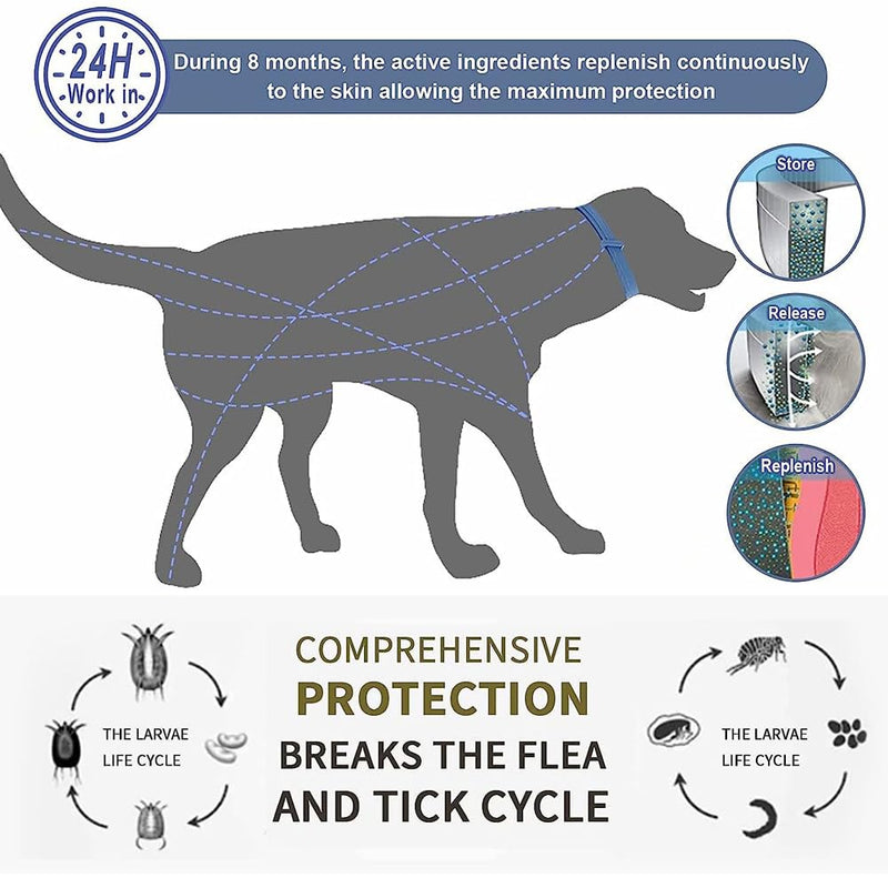 SSyang Luminous prevention collar, 2 pieces tick collar for dogs and cats against parasites with up to 8 months protection, fluorescent collar universal, adjustable in any size (pink + blue) pink + blue - BeesActive Australia