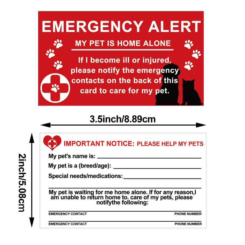 10 Pcs Pet Emergency Alert Card 2 x 3.5 inch My Dog or Cat is at Home Alone Emergency Alert Tag Card Contact Wallet Card with Emergency Contact Call Card - BeesActive Australia