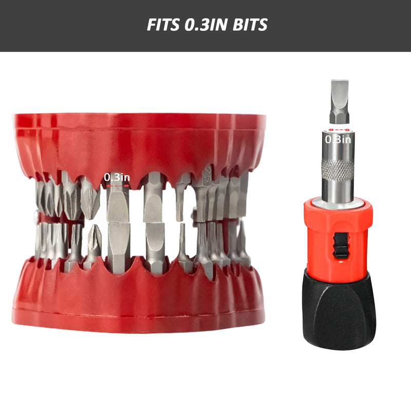 Denture Drill Bit Holder, Dentist Gift, 3D Sculpture Desk Decor, 28PCS 1/4” Hex Bit, 3-in-1 Screwdriver, Desk Gadget, Red