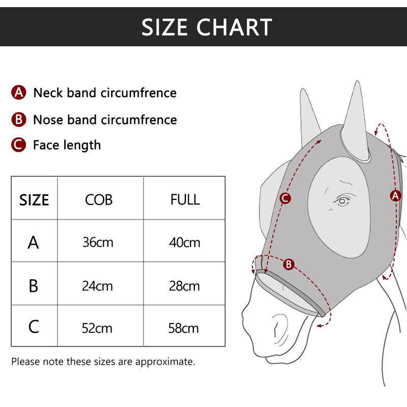Horse Fly Mask, Fly Masks for Horses with Ears, Super Comfort & Stretchy Fitting Lycra Equine Fly Mask Blue Full Blue(B) - BeesActive Australia