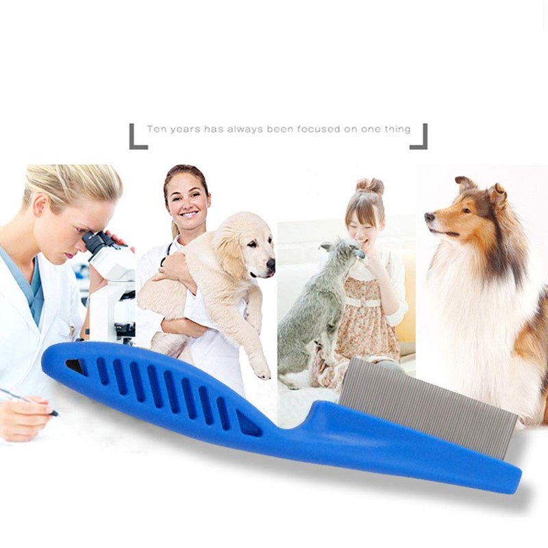 xj Soft Protectio Salon Grooming Flea Comb, Fine Flea Comb for Pets, Flea Comb for Long-Haired Cats and Anti-Tangle Comb for Dogs Ruberized Easy Grip Handle Also ideal for rabbits
