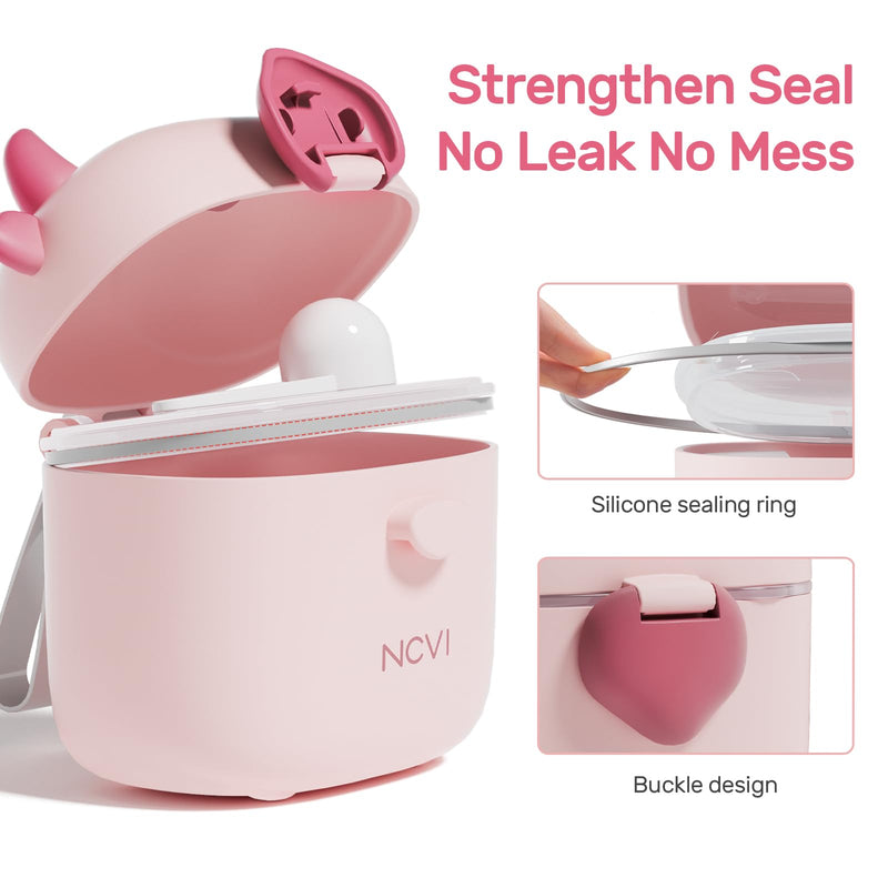 NCVI Baby Formula Dispenser On The Go, Formula Container To Go, Formula Holder for Travel, Outdoor Picnic with Baby Infant, Portable Container for Milk Powder, Snacks, Candy, Fruits (Pink) Pink Cow - BeesActive Australia