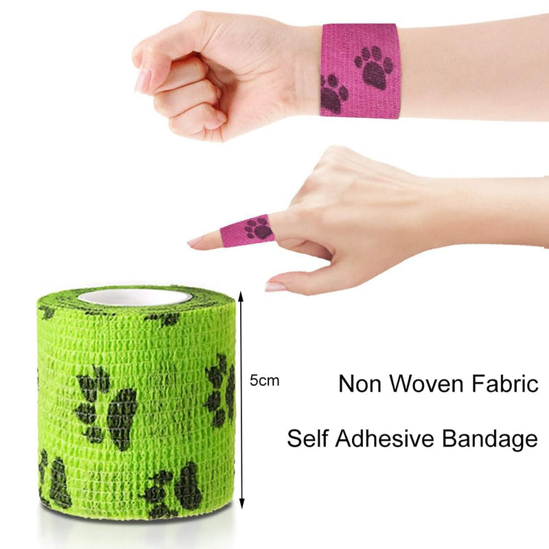 Self-adhesive bandage for pets, pet self-adhesive bandage, 4 pieces pet cohesive bandages, elastic cohesive adhesive bandage, cohesive fixing bandage, for dogs, cats, wrap adhesive bandage style 1 - BeesActive Australia