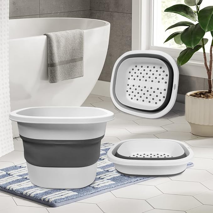 RULAYMAN Folding Foot Bathtub, Washtub, Silicone, Storage, Space Saving, Fatigue Reduction, Large Capacity, 22.8 gal (10 L), Spa Foot Bath, Wash, Transport, For Indoor and Outdoor Use, - BeesActive Australia