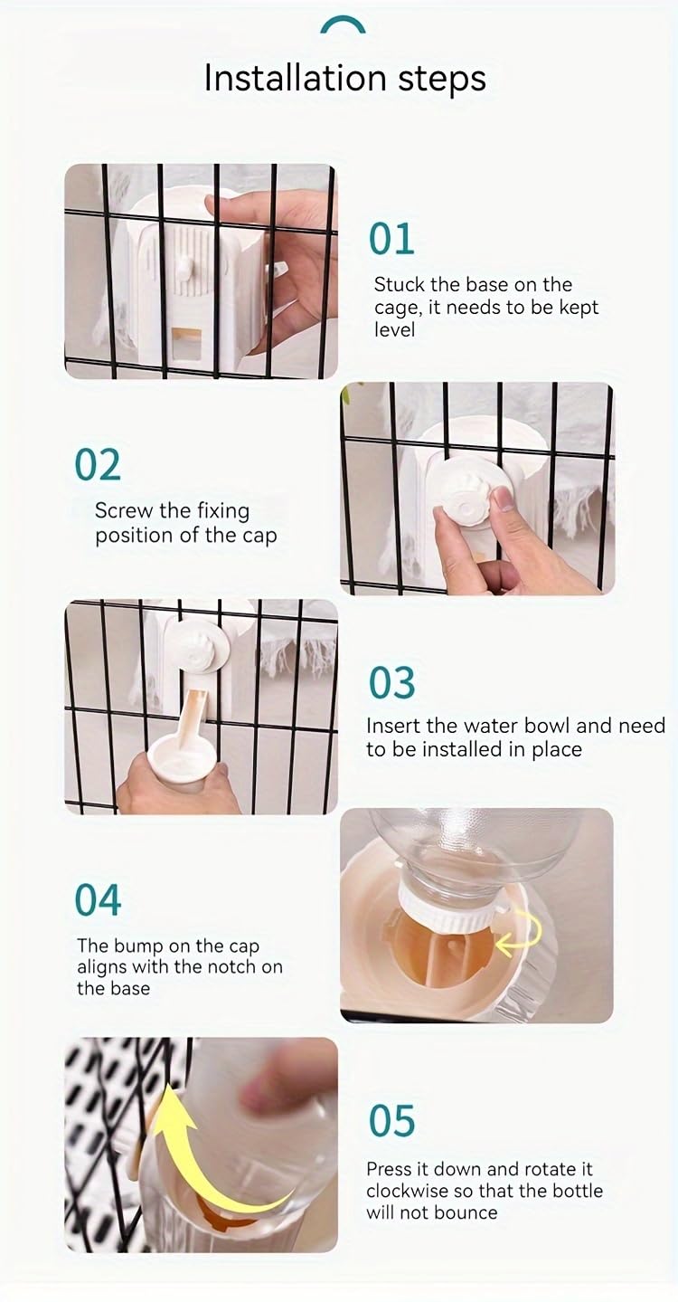 Rabbit Water Bottle, 700ml/23oz Hanging Water Dispenser Feeder Cage Crate Hutch Bunny Puppy Cat Chinchilla Ferret Guinea Pigs Squirrel Hedgehog (white, 700ml) white - BeesActive Australia