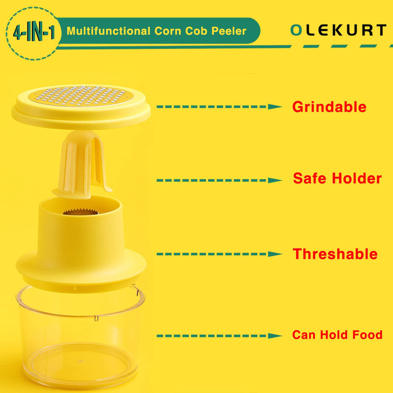 Corn Stripper and Peeler Tool with Bowl, Quick & Safe Corn Kernel Cutter for Shucking Corn on Cob, Comes with Non-Slip Safety Handle (Yellow) - BeesActive Australia