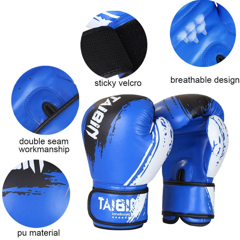 2-in-1 Boxing Gloves and Punching Mitts Set for Kids Youth,6 oz Kids Boxing Gloves and Boxing Pads,Boxing Training Equipment for Punching Bag,Kickboxing,Gift for Boys and Girls Blue