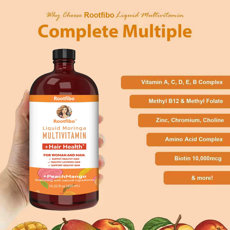 Maaryruth Multivitamin Hair Growth | Biotin 10000mcg | Hair & Skin Support Supplement | Clinically Tested for Thicker Hair & Skin Elasticity | Suitable for Women Ages 18+ | 15.22 Fl Oz