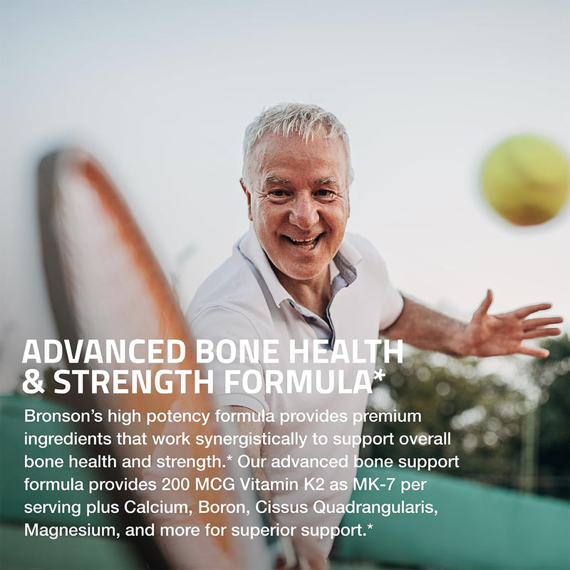 Bronson Bone Health & Strength Complex* High Potency Formula 200 MCG of Vitamin K2 as MK7, Plus Calcium, Boron, Cissus Quadrangularis, Magnesium, Vitamin D3, and More - Non-GMO, 250 Tablets 250 Count (Pack of 1)