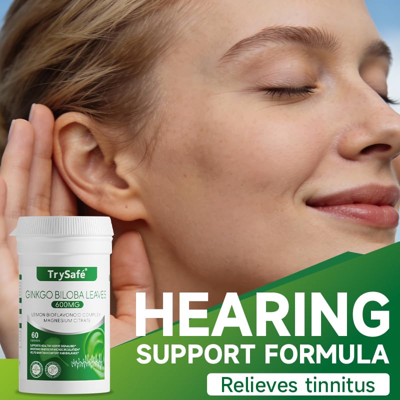 1000mg Hearing Support Formula - Tinnitus Relief for Ringing Ears with 600mg Ginkgo biloba, 230mg Lemon Bioflavonoid Complex & Vitamins, Support Inner Ears Healthy, Auditory Nerve* & Sleep*