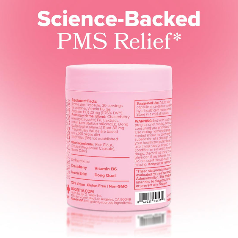 FLO PMS for Hormonal Breakouts, Bloating, Cramps, & Mood – 30-Day Supply PMS Capsules (pack of 1)