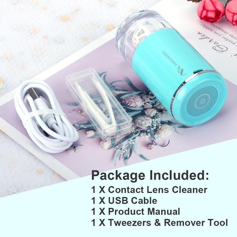 Contact Lens Cleaner, Portable Soft Contact Lens Cleaning Machine with USB Charger, Automatic Vibration Contact Lenses Cleaner Case for Traveling (Blue) Blue - BeesActive Australia