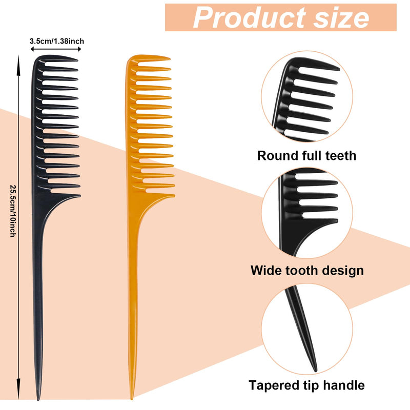 4 PCS Wide Tooth Rat Tail Comb - Detangling Parting Hair Brush Comb for Wet Curly Hair,Styling Hair Comb for Women Men,Anti Static Heat Resistant Teasing Combs for all Kinds of Hair - BeesActive Australia