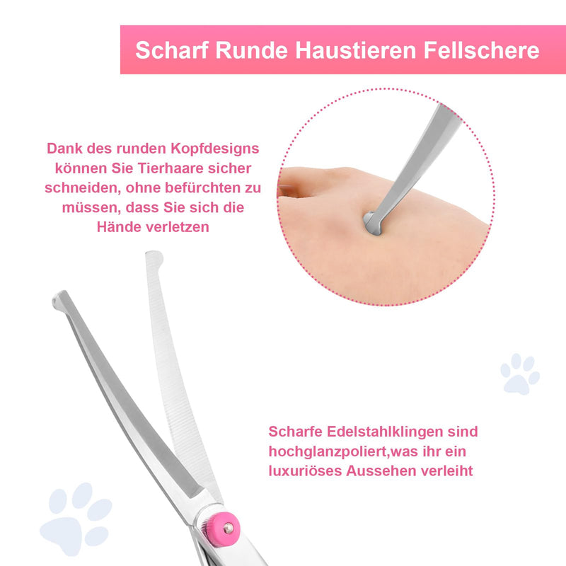 Jostift dog scissors, curved scissors, dog grooming scissors for dogs and cats, professional round grooming dog scissors, stainless steel grooming scissors, dog grooming scissors for cats and other pets, pink - BeesActive Australia