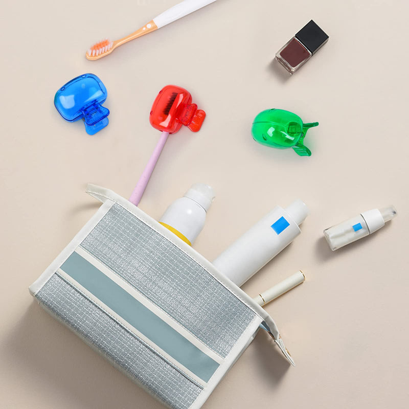 6 Pack Toothbrush Covers Portable Toothbrush Protector Coverings Clips Toothbrush Storage Head Cover Cap for Kids Bathroom Home Travel Toothbrush Case Blue, Red, Gray, Green, Clear - BeesActive Australia
