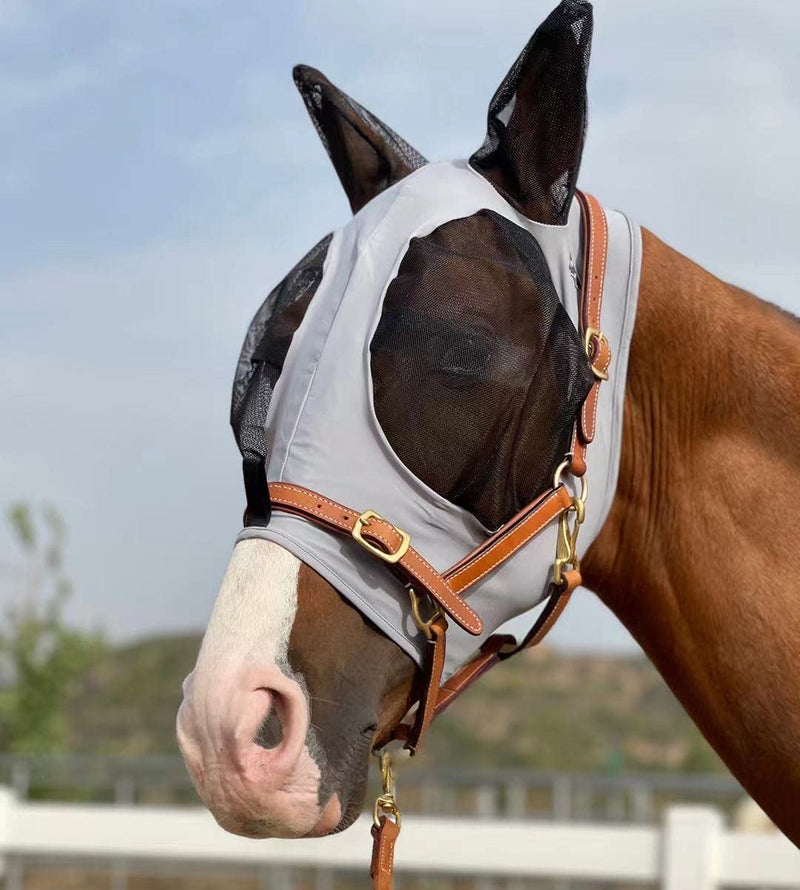 TGW RIDING Horse Fly Mask Super Comfort Horse Fly Mask Elasticity Fly Mask with Ears We Only Make Products That Horses Like (Gray, M) Gray Medium - BeesActive Australia