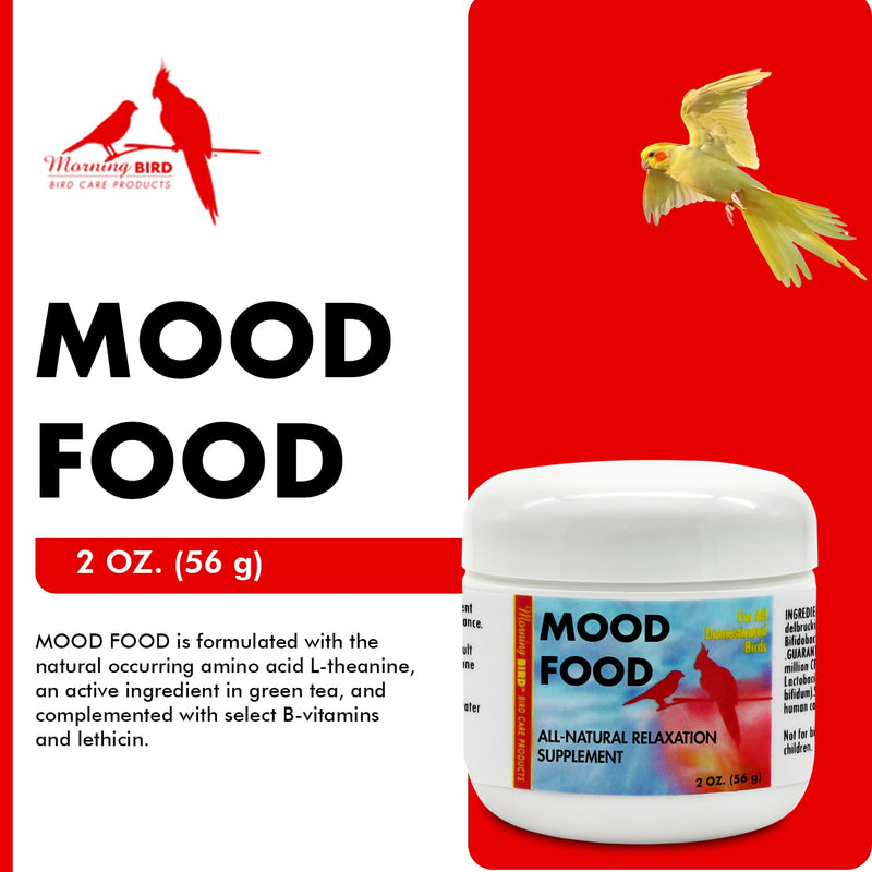 Morning Bird Mood Food 2 oz – Natural Calming Supplement for Birds – Non-Sedating Formula – Helps Reduce Stress, Aggression & Feather Plucking – Gentle Support with Amino Acids & B Vitamins