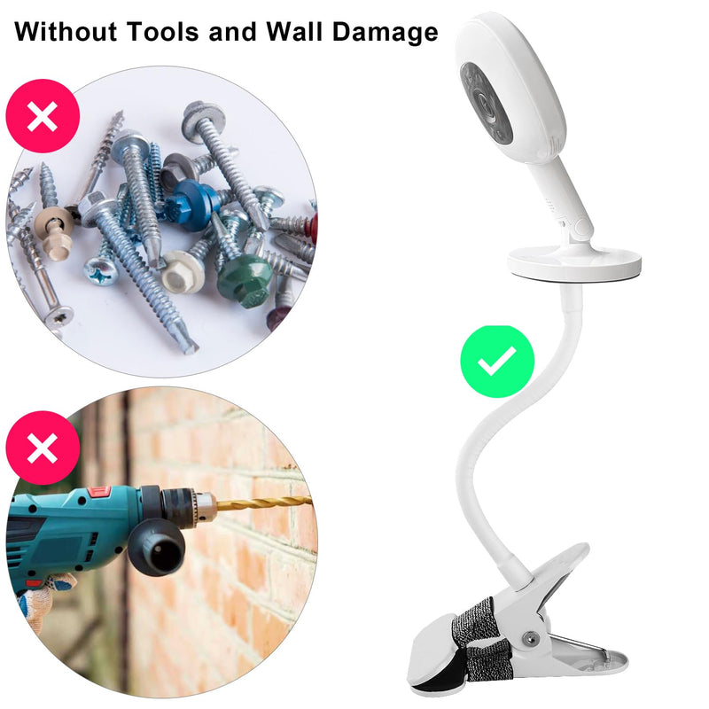iTODOS Baby Monitor Mount Compatible with Nanit Pro Smart Baby Monitor & Flex Stand Baby Monitor, 8inches Flexible Arm Monitor Mount,Attach Your Baby Cam Wherever You Like-1pack 1 - BeesActive Australia