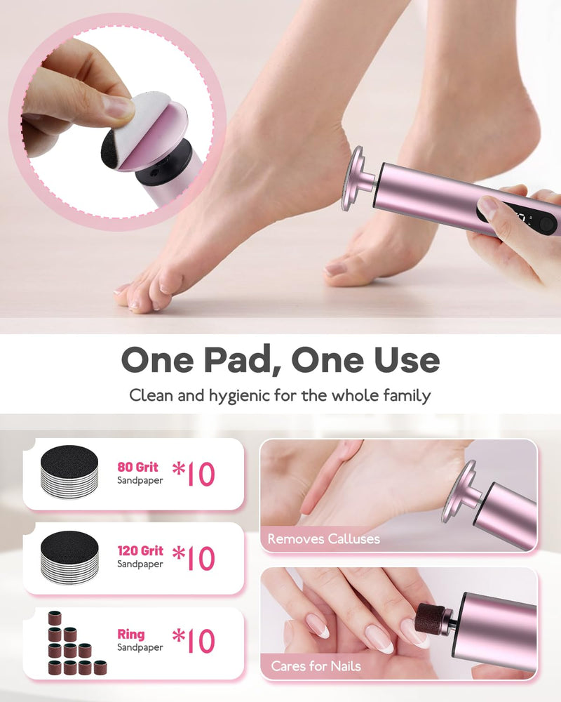 Electric Foot Callus Remover - 9-Speed Adjustable, Callus Remover for Feet with LED Display, Rechargeable & Wireless Pedicure Tools for Dead Skin Pink - BeesActive Australia