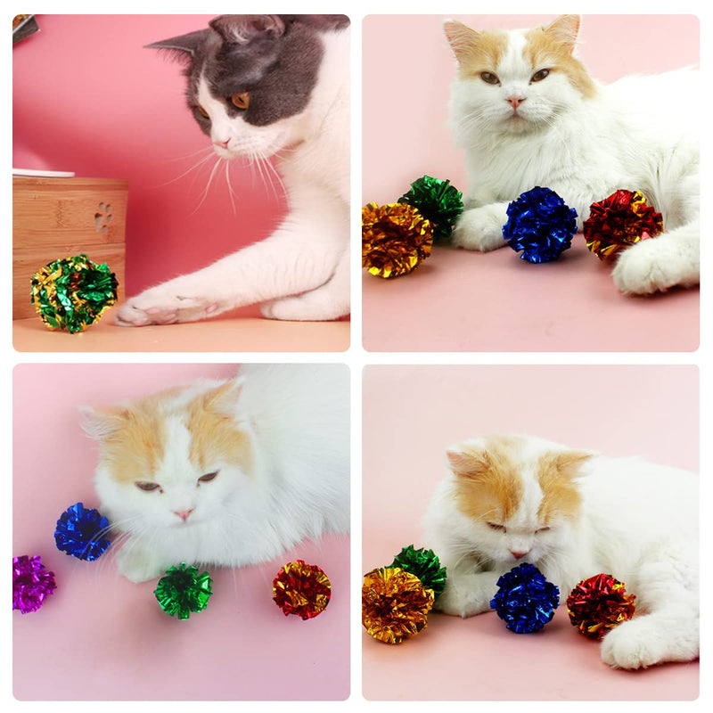 PET SHOW 20 Pcs Cat Crinkle Toy Ball 2.5inch Mylar Cat Pounce Chase Toys Colorful Paper Ball Chase Training Activity for Cats Kittens 2.5" Crinkle Toy Ball - BeesActive Australia