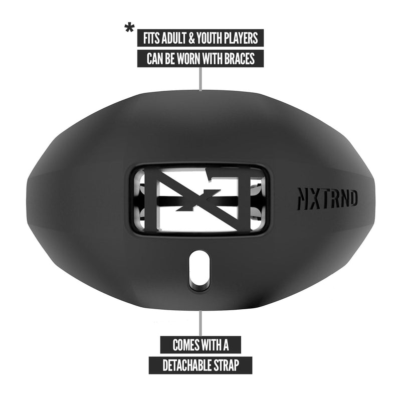Nxtrnd One Football Mouth Guard, Strap Included, Fits Adult & Youth (Black) Black - BeesActive Australia