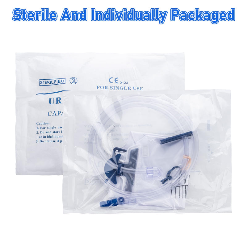 3 Pack 2000ml Sterile Urinary Drainage Bags with Anti-Reflux Chamber, Urine Bag with 48" Drainage Tube for Men and Women, Overnight Bedside Disposable 3 Pack 2000ML