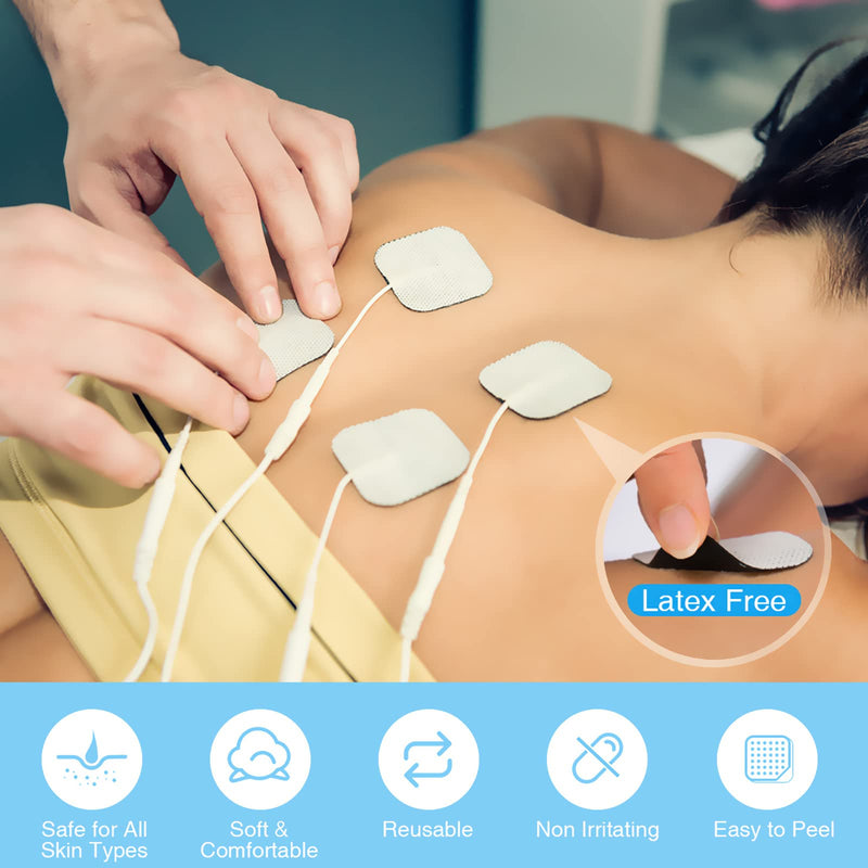 TENKER TENS Unit Replacement Pads 2x2" Reusable TENS Electrode Pads - 20PCS 3rd Gen Latex-Free Self-Adhesive Electrotherapy Patches Compatible with AUVON, Etekcity, Nicwell Care TENS