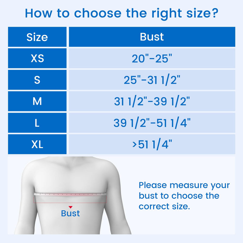 Velpeau Arm Sling for Sleep, Shoulder Immobilizer for Women & Men - Very Soft Sling for Rotator Cuff Tear, Fractured, Dislocation, Broken, Postoperative, Fits Left & Right (Blue, L: Bust 39.5-51.3″) Large (Pack of 1) Adult Size