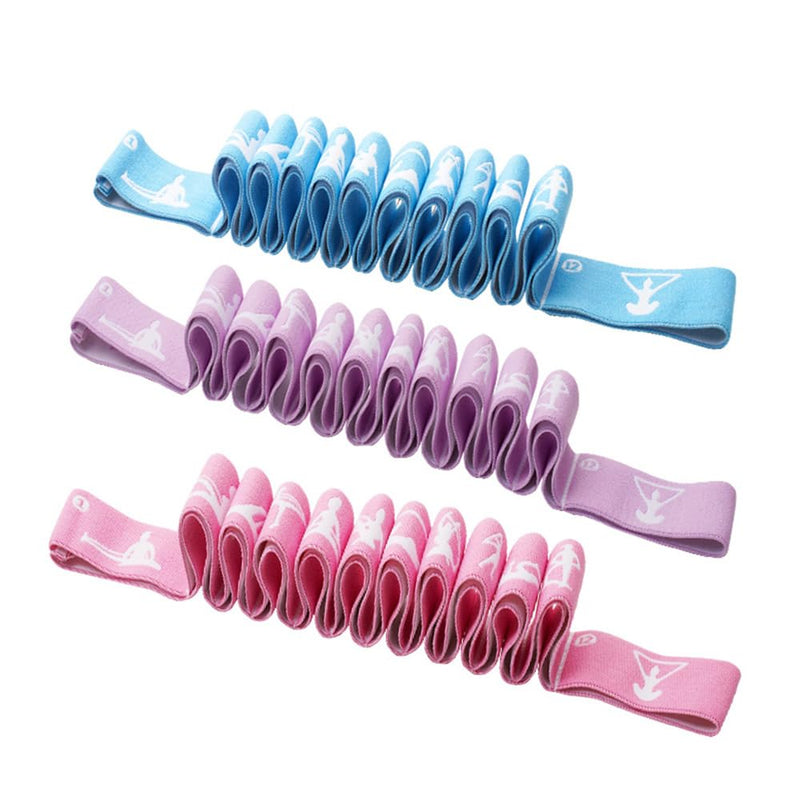 Multi-Functional Slimming Resistance Bands Yoga Straps Elastic Stretching Band 10/12 Loops for Pilates, Latin Training, Dance, Gymnastics, Fitness, Ballet and Physical Therapy Purple 12 Grids