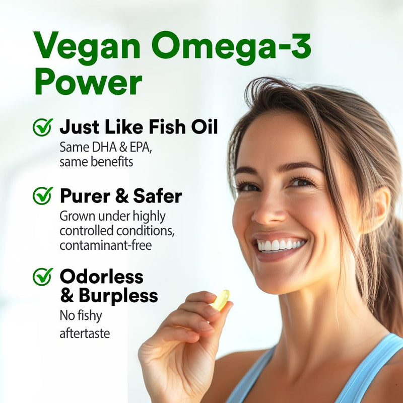 LABO Nutrition OmaxPure Vegan Omega-3 Algae Oil IAOS EPA DHA 120 softgels | IAOS certified 750mg omega-3 from 1000mg algae oil, for heart, brain & eye health, up to 60 days' supply