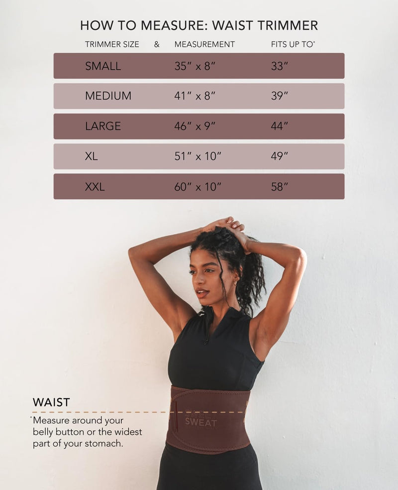 Sweet Sweat Waist Trimmer Toned Series - Premium Sweat Enhancing Fitness Belt for Women & Men - 5 Adjustable Sizes Large Terra