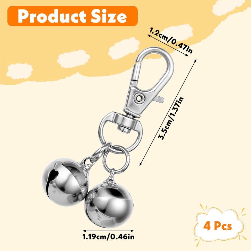 4 Pack Dog Cat Collar Bell, Loud Dog Collar Bells for Pet Training Small Dog Bell Silver Cat Bell for Collar Charm Dog Collar with Bells for Dog - BeesActive Australia