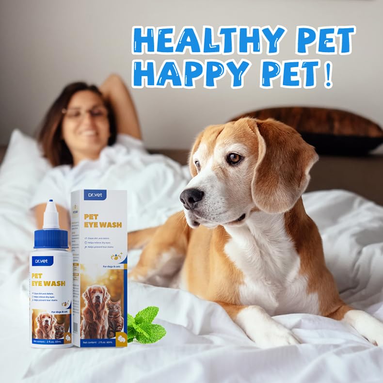 Tear Stain Remover & Eye Cleaner for Dogs & Cats – Hyaluronic Acid, Vitamin B6 & Green Tea Extract, Soothes Dry, Red & Itchy Eyes, Gentle Daily Eye Care