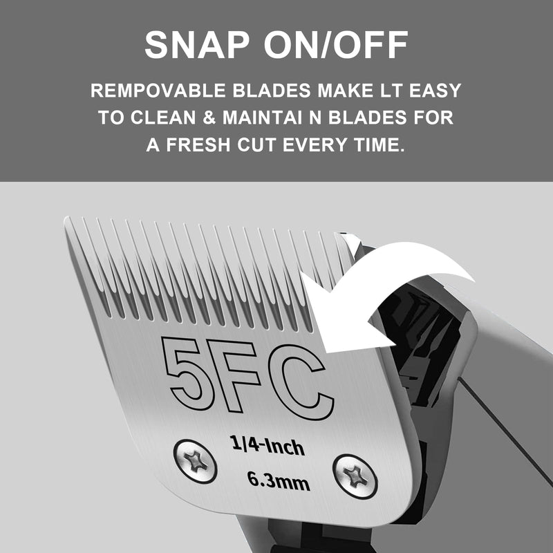 5FC Detachable Pet Clipper Replacement Blades Compatible with Andis/Oster A5/Wahl KM10 Series Dog Clipper,Made of Ceramic Blade & Stainless Steel Blade,Size 5FC Cut Length 1/4-Inch（2 Pack） 5FC-2 - BeesActive Australia