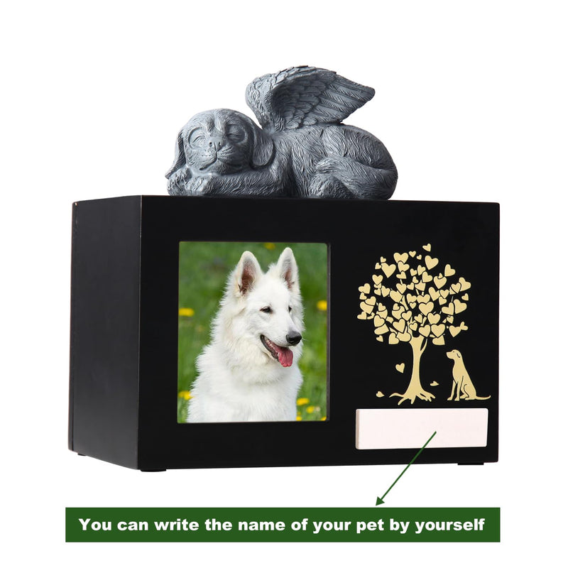 woodurn Pet Ash Box for Dogs, XLarge Wooden Urns for Funeral, Cremation Urns with Photo Frame, Memorial Box with Black Flannel Lining, Memorial Gift for Lost Pets - BeesActive Australia
