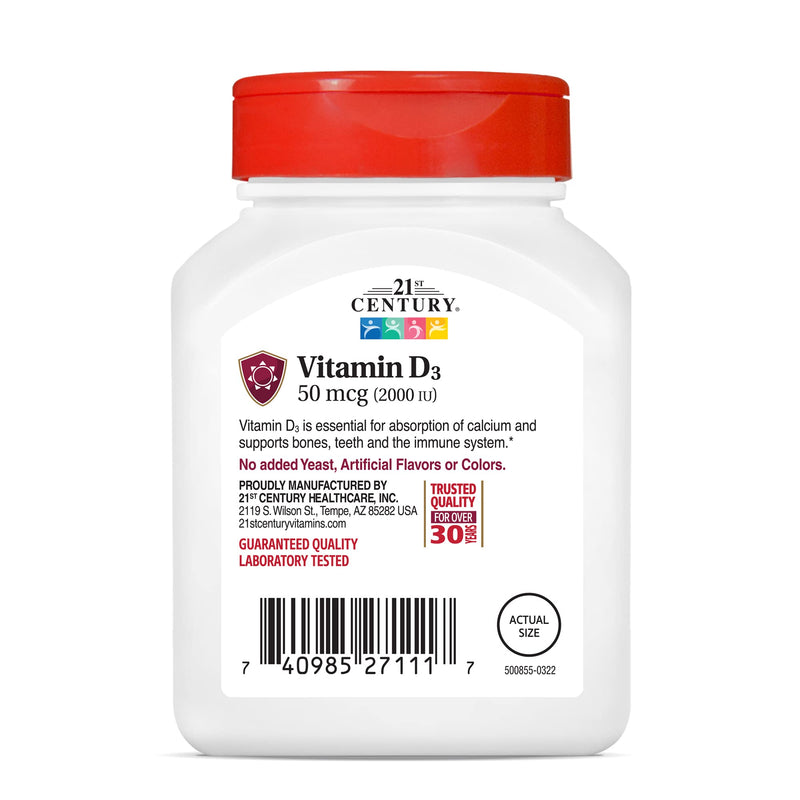 21st Century D3 2000 IU Tablets, 110 Count (Pack of 2) 110 Count (Pack of 2)
