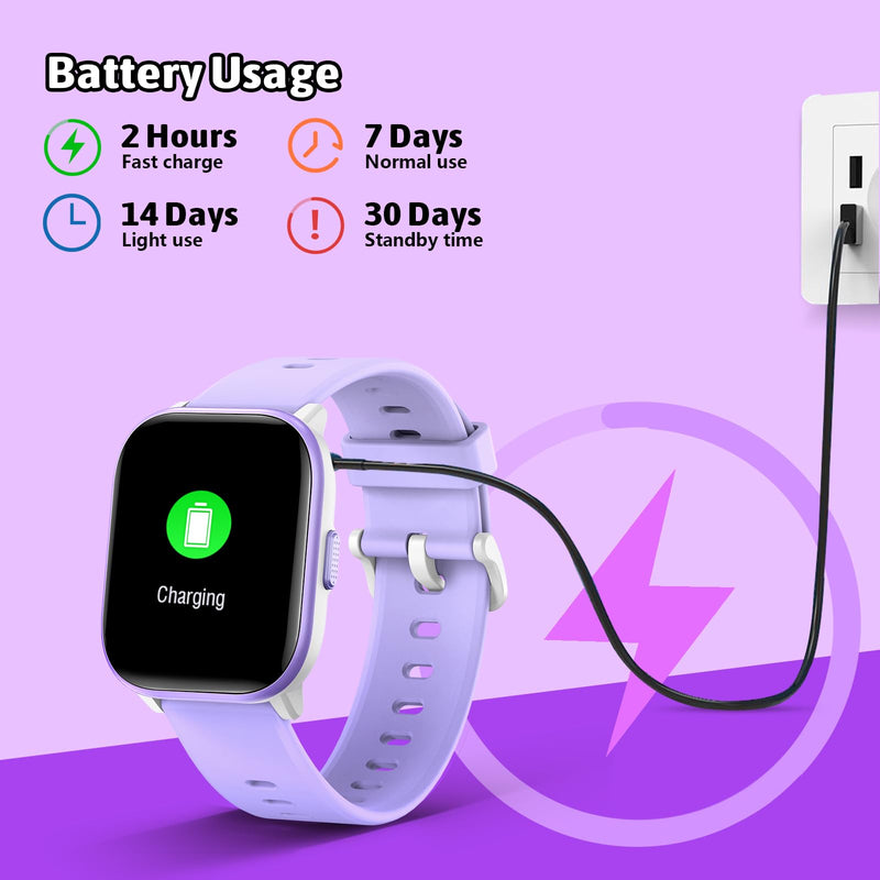 SmartWatch for Kids,Kids Watch Girls Boys Watch with 20 Sport Modes, Pedometer, Sleep Monitor, Kids Sport Watches Birthday Gifts Toy Gift for Girls Boys 6-16 Purple - BeesActive Australia