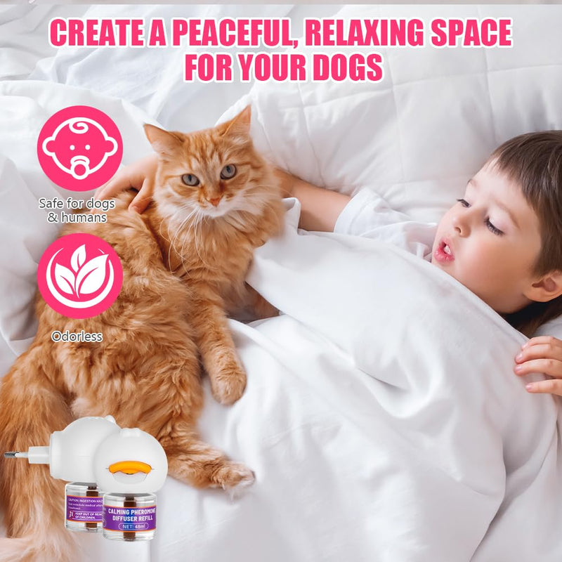 OSDUE Cat Calming Plug In Refiils, 3 Pack Pheromone Diffuser Refiils for Cats Relaxation, Anxiety Relief & Stress Relief, Calming Diffuser Refiil Kit for Cat, 90 Days 3 Refill
