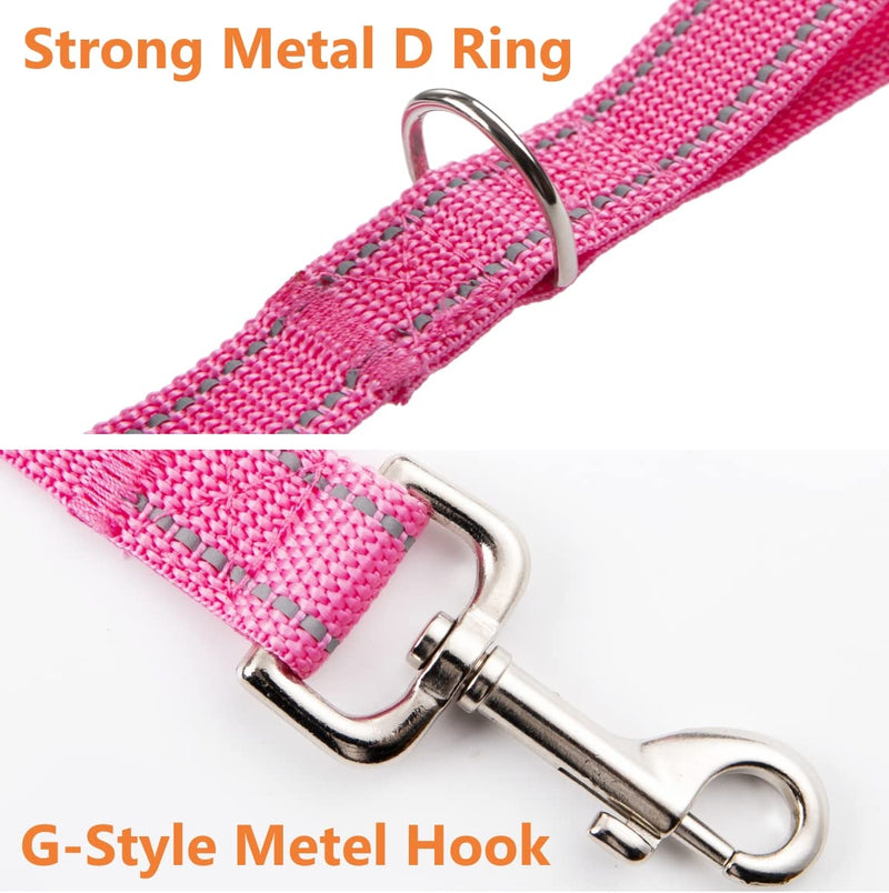6FT Reflective Dog Leash for Large&Medium and Small Dogs, Strong and Durable Nylon Leashes for Walking and Training, 6 Foot Dog Leash with D Ring for Puppy (Pink, 5/8 inch x 6FT) PINK - BeesActive Australia