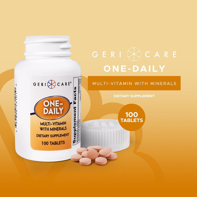 GeriCare One-Daily Multivitamins with Minerals (100 Tablets) High-Potency Multi-Vitamin & Multimineral Dietary Supplement for Immunity, Energy | Complete Daily Nutritional Support (2 Pack) 100 Count (Pack of 2)