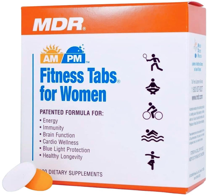 MDR Fitness Tabs Patented AM/PM Multivitamin for Women – Doctor Formulated Daily Supplement Supporting Energy, ATP & NAD Production, Fitness, Immunity & Healthy Aging – Gluten Free – 2 Month Supply