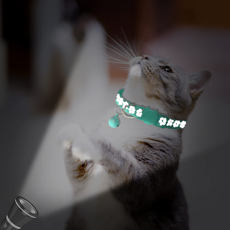 BANMODER 2 Pack Reflective Cat Collar Breakaway with Bell,Personalized Kitten Collars,Adjustable Safety Buckle Collar for Male Cats Girls & Boys (Dark Green) Dark Green - BeesActive Australia
