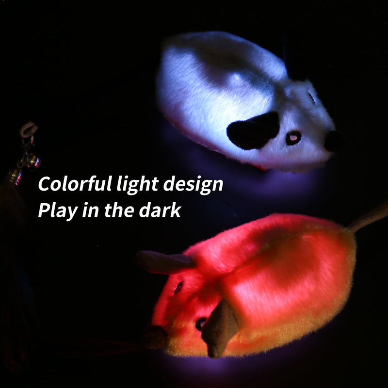 Interactive Cat Toys Mouse for Indoor Cats Rechargeable LED Cat Mouse Toy Feather Bell Tail Lifelike Electric Automatic Moving Mouse Cat Toy for All Breeds Cat Boredom Exercise-Yellow Yellow - BeesActive Australia